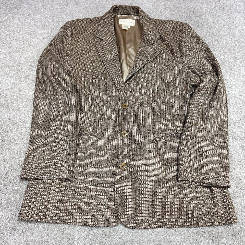 The Territory Ahead Jacket Blazer 100% Silk Brown Long Sleeve Button Up Size 40